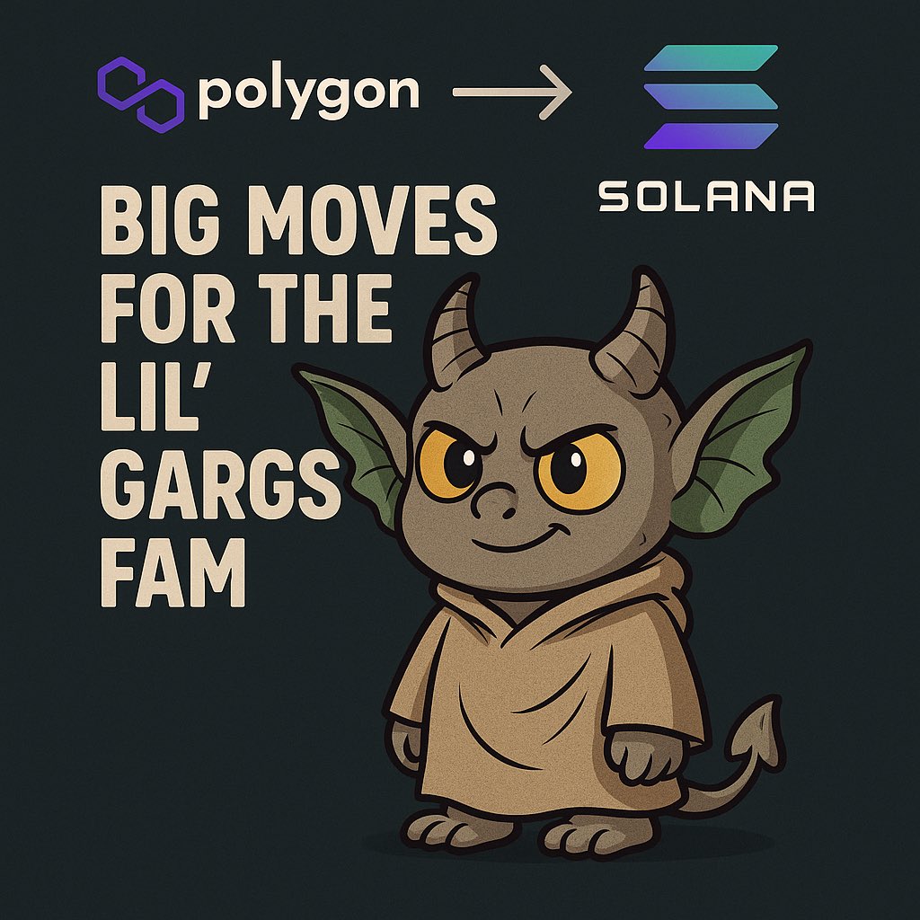 lilgargs88's tweet image. Big moves for the Lil’ Gargs fam 👀⚡️

We’re officially migrating to Solana — faster, cheaper, and built for real growth.

New chain. New energy. Same Gargs you love.
Mining. Airdrops. Utility.
Let’s build something unforgettable on SOL 🔥

#SolanaNFTs #LilGargs #NFTCommunity…