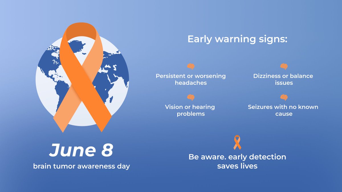 🧠 June 8 is Brain Tumor Awareness Day — a reminder to listen to your body.
Also watch for signs like:
• Unexplained nausea
• Memory issues
• Personality changes

Don’t ignore consistent symptoms — see a doctor. Share to raise awareness
#BrainHealth #BrainTumorAwareness