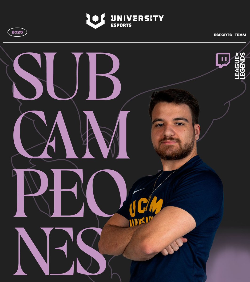 SUBCAMPEONES <a href="/uemasters/">UNIVERSITY Esports Masters 🇪🇺</a> 🏆

La final se nos escapa de las manos, pero muy orgullosos de nuestros alumnos por ese segundo puesto en la liga europea universitaria.

¡La próxima es nuestra! GG <a href="/Knikabot/">Knika</a>, <a href="/Rewound_/">Rewound</a>, <a href="/gromix_lol/">Gromix</a>, <a href="/SilerLol/">Siler</a>, <a href="/yoangichan/">yoangi.trashu</a>, <a href="/Lisbd10/">Lisbd</a>, <a href="/Mega1_LoL/">Mega</a> y staff 👏