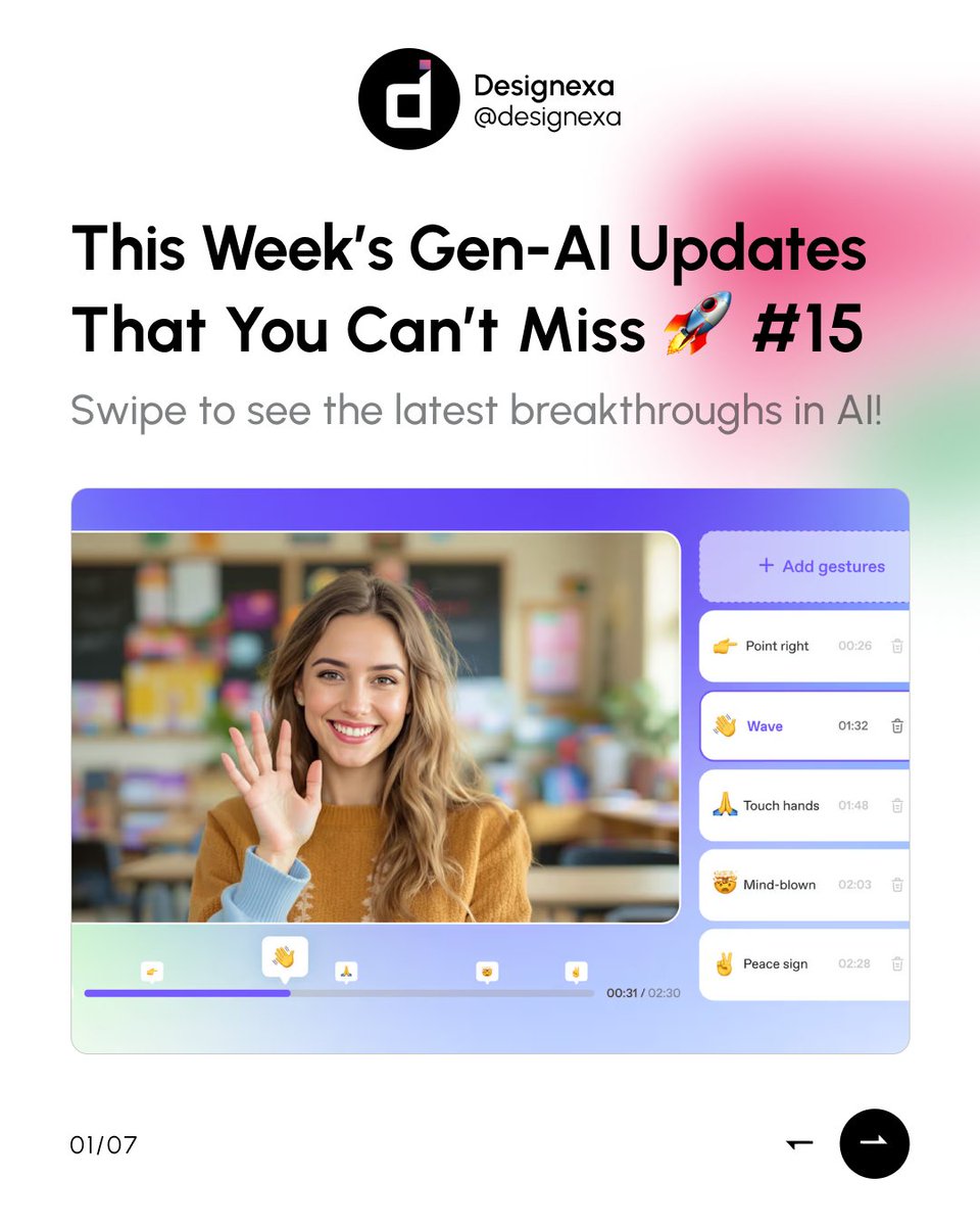 designexa's tweet photo. This Week in AI World: Create Faster, Smarter, Better.

From HeyGen’s powerful AI Studio and ElevenLabs v3 to cinematic video edits with Modify, smarter voice control, and Topaz’s Bloom upscaling, this week’s tools are all about leveling up your creative flow. https://t.co/1PFDx74OF2
