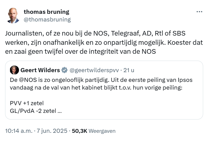 eenblikopdenos's tweet photo. Wat Thomas #Bruning over de NOS beweert is aantoonbaar onjuist. De NOS is structureel onevenwichtig en partijdig (en verspreidt zelfs regelmatig mis- en/of desinformatie). Voorbeelden daarvan zijn te vinden door te klikken op @eenblikopdenos en vervolgens op "Hoogtepunten". #bias https://t.co/ovahQb3E9t