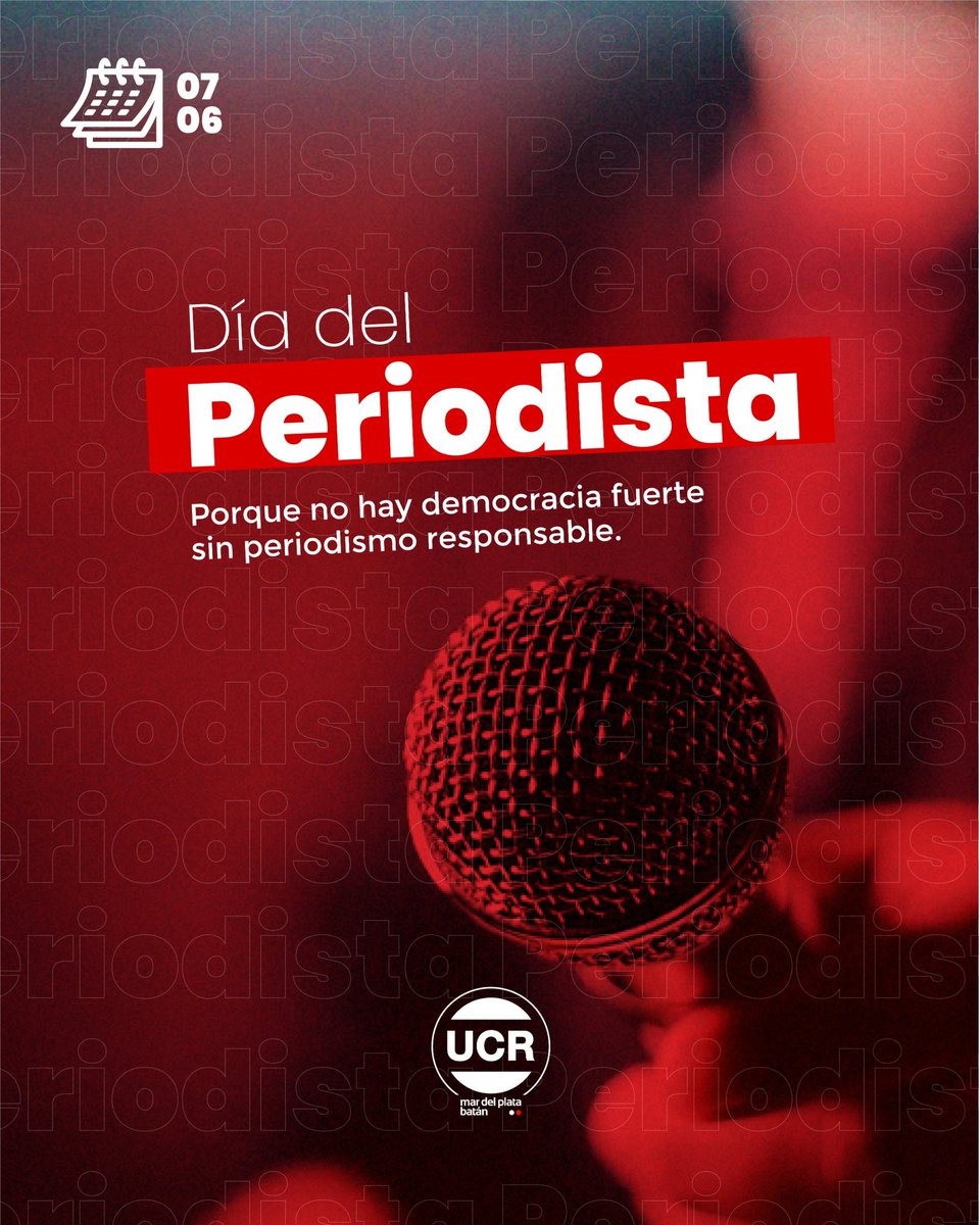 📅 7 de junio | Día del Periodista 🖋️

La libertad de expresión es un pilar fundamental de la democracia.
En este día homenajeamos a quienes, con compromiso y vocación, ejercen el periodismo como una herramienta para informar, visibilizar y defender los valores republicanos.