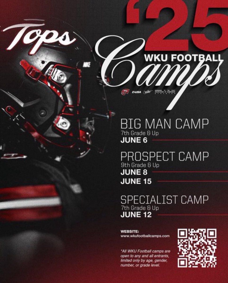Zavier Rice (@zay_2fast) on Twitter photo I will be at the <a href="/WKUFootball/">WKU Football</a> camp tomorrow. Looking forward to competing and showcasing my talents!
<a href="/Coach_Helton/">Tyson Helton</a> <a href="/JLBarnes4/">Coach JB</a>
<a href="/FantNacarius/">Coach Fant</a> <a href="/PurplesFootball/">BGHS Football</a> <a href="/PrepRedzoneKY/">Prep Redzone Kentucky</a> <a href="/drew_toennies/">Drew Toennies</a> I will be at the <a href="/WKUFootball/">WKU Football</a> camp tomorrow. Looking forward to competing and showcasing my talents!
<a href="/Coach_Helton/">Tyson Helton</a> <a href="/JLBarnes4/">Coach JB</a>
<a href="/FantNacarius/">Coach Fant</a> <a href="/PurplesFootball/">BGHS Football</a> <a href="/PrepRedzoneKY/">Prep Redzone Kentucky</a> <a href="/drew_toennies/">Drew Toennies</a>