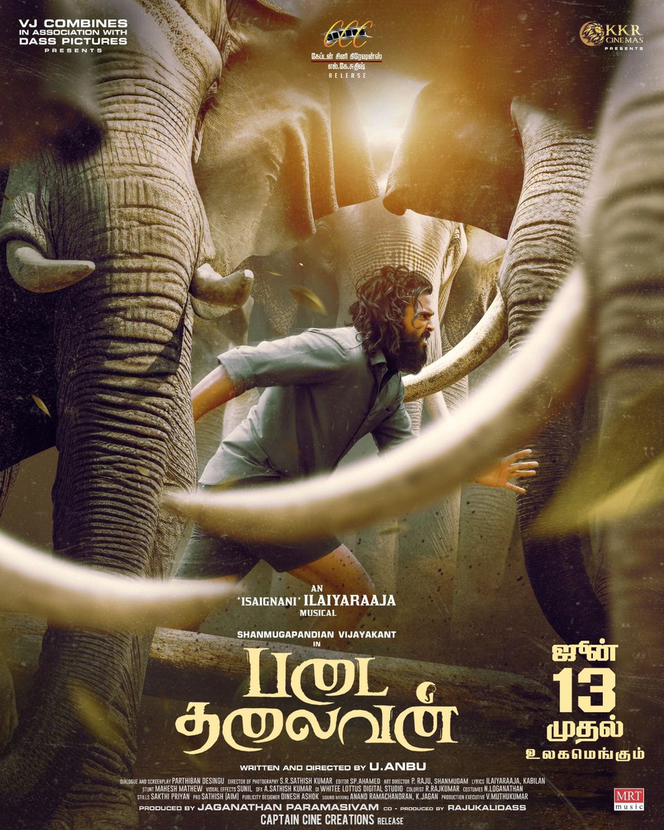 ramk8059's tweet photo. #CaptainCineCreations acquired Theatrical Rights of #PadaiThalaivan
#PadaiThalaivan from June 13 🔥
Directed by #UAnbu
Music by #ilayaraja https://t.co/hir7v6xDNs