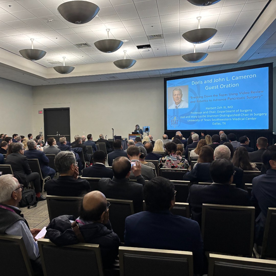SSAT (@ssatnews) on Twitter photo From the #SSAT2025 Annual Meeting: The Doris and John L. Cameron Guest Oration
Dr. Herbert Zeh III of UT Southwestern delivered a powerful talk titled "Breaking Down the Tape: Using Video Review and Robotics to Advance Pancreatic Surgery."
#SSAT2025 <a href="/herbert_zeh/">Herbert Zeh</a> <a href="/UTSW_Surgery/">UTSW Surgery</a> From the #SSAT2025 Annual Meeting: The Doris and John L. Cameron Guest Oration
Dr. Herbert Zeh III of UT Southwestern delivered a powerful talk titled "Breaking Down the Tape: Using Video Review and Robotics to Advance Pancreatic Surgery."
#SSAT2025 <a href="/herbert_zeh/">Herbert Zeh</a> <a href="/UTSW_Surgery/">UTSW Surgery</a>
