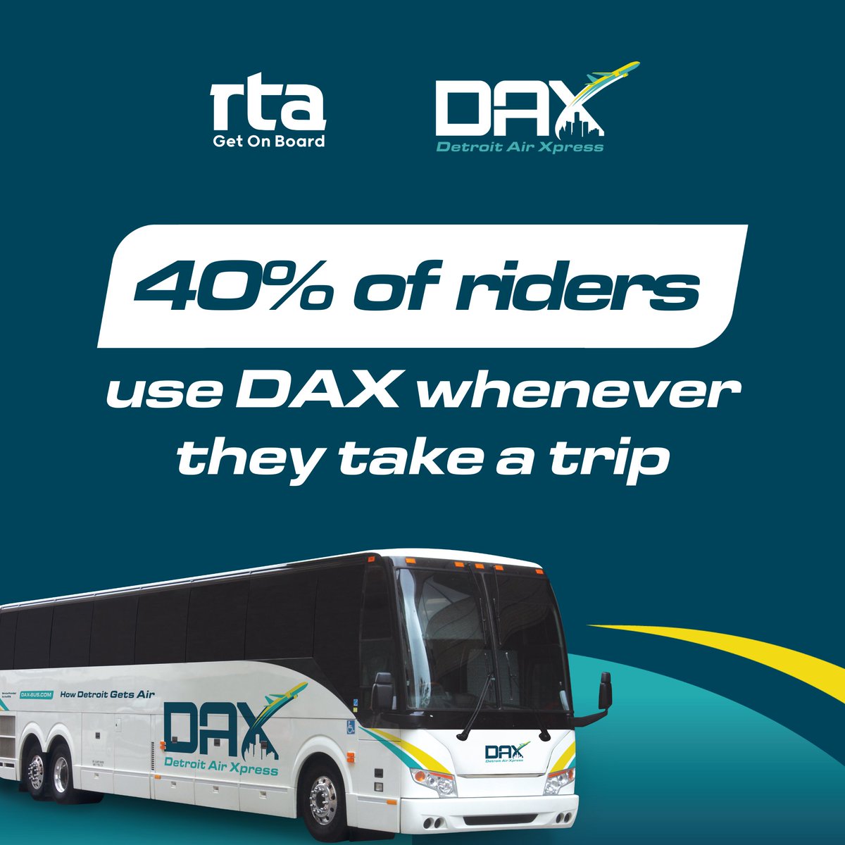 Once you go DAX, you won't want to go back. That's why so many riders say they use the service every time they take a trip.

Learn more about how DAX can connect you from Downtown Detroit to DTW Airport in style at dax-bus.com.