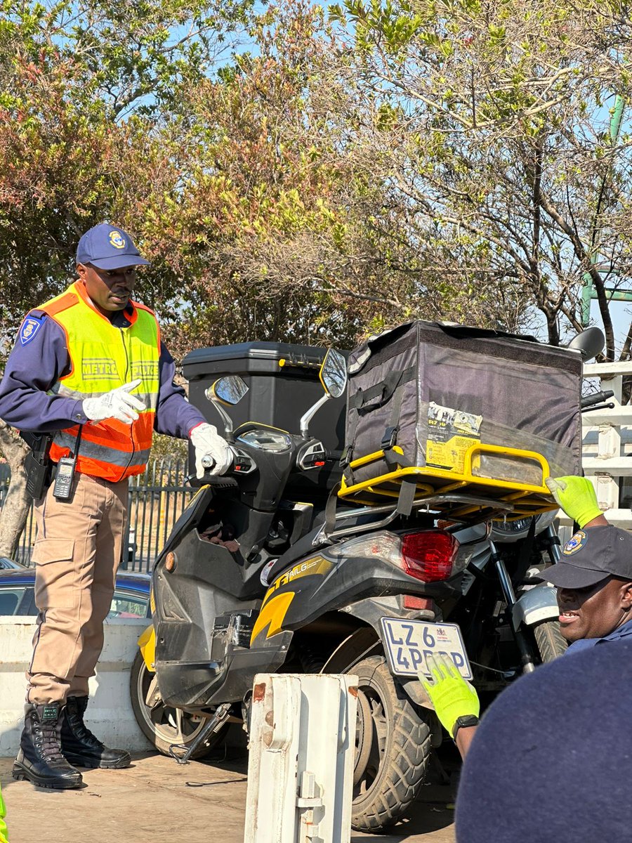 Tshwane Metro Police Department (TMPD) arrested 11 undocumented immigrants and impounded 7 food delivery motorcycles in Centurion#TMPDsafety