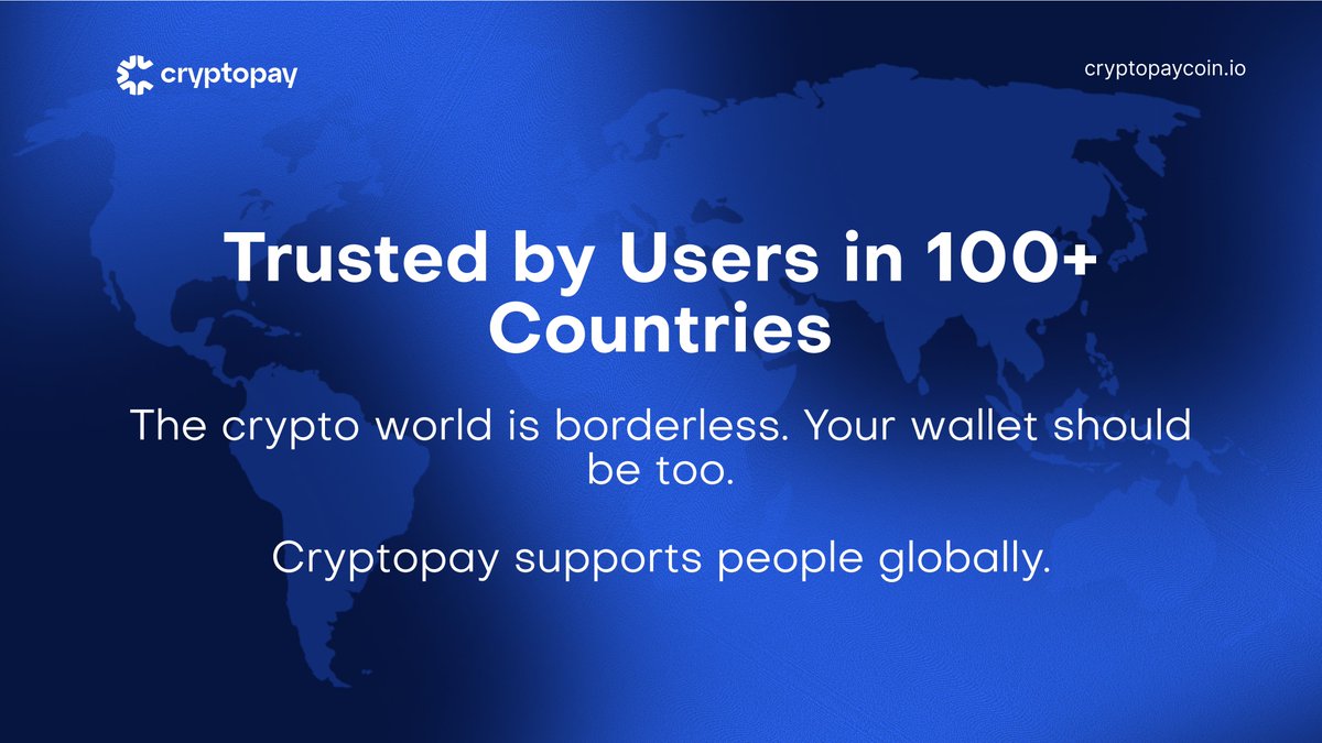 🌍 Trusted by Users in 100+ Countries

The world runs on crypto.🔁

So should your wallet. 👛

With #Cryptopay, your funds move freely — wherever you are!

🚧 Enjoy seamless global access with zero roadblocks:

🔐 Secure
🌐 Global
🚀 Ready for you.

Explore more at