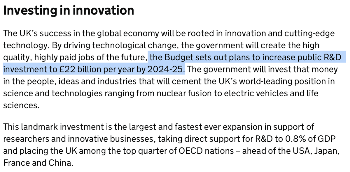 The 2025 spending review is four days away.

So it's worth remembering perhaps that, five years ago in 2020, the previous Government launched a Budget in which they promised to spend £22 billion on R&amp;D by 2024/25.

They u-turned on this afterwards, but that was the plan.