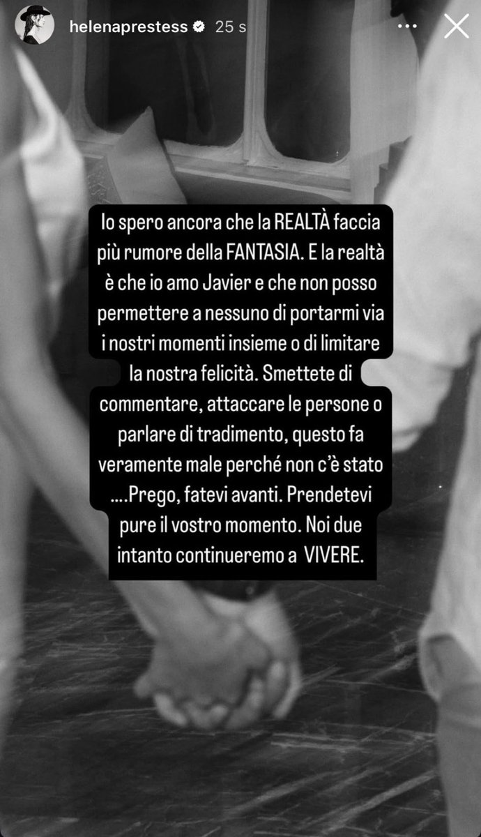 "la realtà è che io amo javier e che non posso permettere a nessuno di portarmi via i nostri momenti insieme.
noi due intanto continueremo a vivere"

ha detto tutto lei il giorno del loro mesiversario 🤍

oggi ancora + di ieri: vaffanculo a tutto e tutti
#helevier