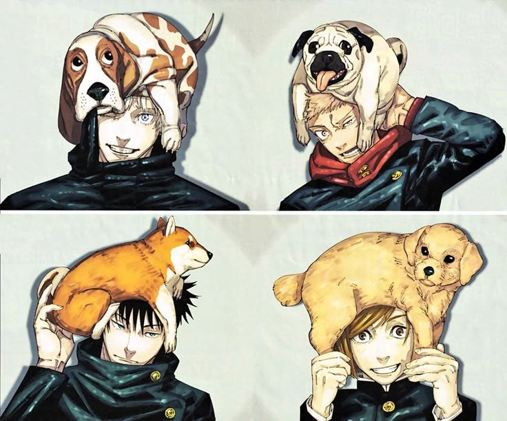 thinking about this illustration we got before jjk ended🥹 the dogs and them so adorable