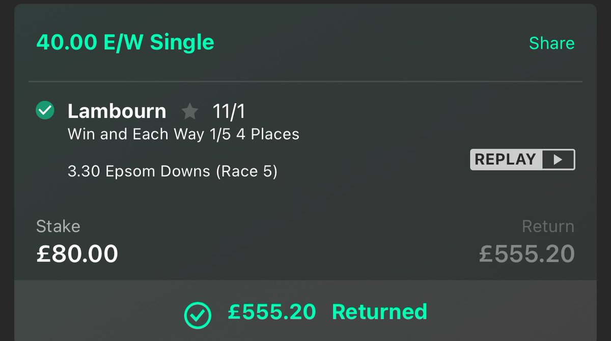 Everyone loves an 11/1 winner but when it’s THE DERBY… it’s EXTRA SPECIAL

LAMBOURN ✅

That was an unbelievable spectacle, I was celebrating half a mile out 😂