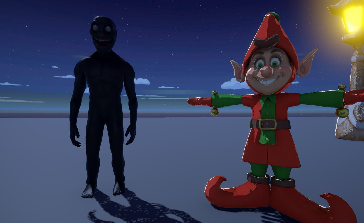 Had an idea for a Christmas themed horror game and I honestly don't know which one is more frightening #horror #gamedev