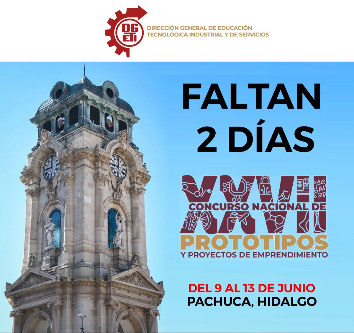 Cetis26R's tweet photo. Estamos a solo dos días 
Pachuca Hidalgo
Sede del 
XXVII Concurso Nacional de Prototipos y Proyectos de emprendimiento 
@dgetisems 
@SEP_mx 
Secretaría de Educación Pública
#Cetis26
#OrgulloDGETI
#lídereseneducacióntecnológica https://t.co/nGCGWz0Hah