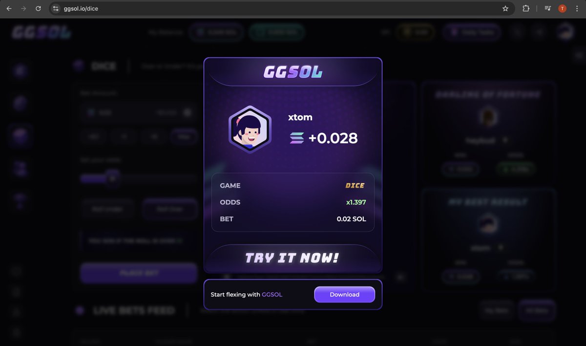 quick small win on ggsol.io , who wants 0.02 for a bet on Monday when the wait is over ?

drop wallets

make sure you are on my ref
ggsol.io/?ref=xtom