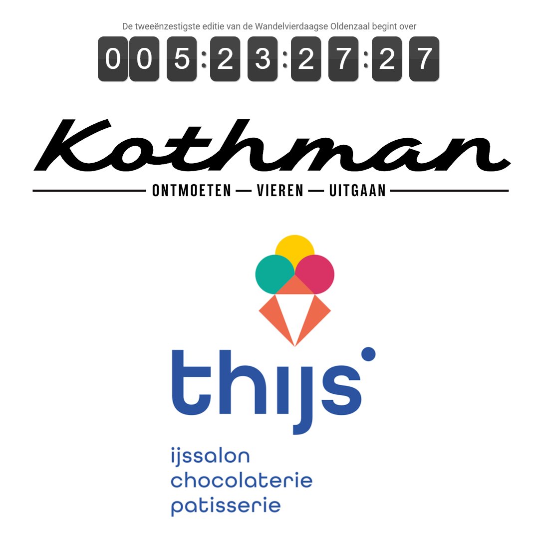 Met nog minder dan 6 dagen te gaan voor de aftrap van de 62e editie van de Wandel4Daagse blijven er leuke dingen toegevoegd worden aan het programma. Zo heeft Kothman Oldenzaal toegezegd in samenwerking met  Thijs IJs om ijsjes uit te delen langs de route
wandel4daagseoldenzaal.nl/winacties/ijsv…