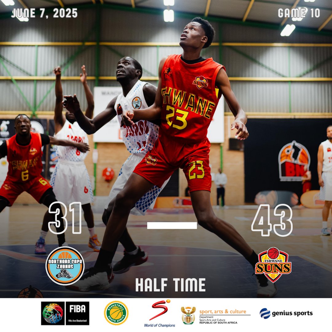 BNLSA's tweet image. Halftime Hustle 🐾☀️
A fast-paced first half sees the Suns edge ahead 43–31, with both teams battling hard on the boards and pushing the tempo. It’s still all to play for as we head into the second half! #BNLSA #ZebrasVsSuns #HalftimeEnergy