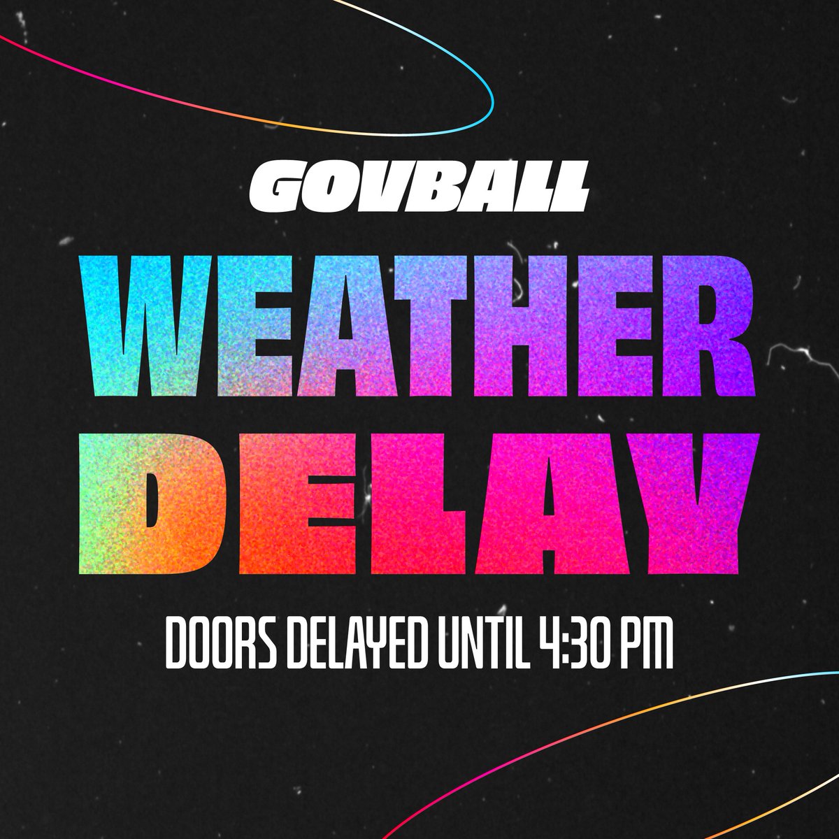Due to predicted weather, doors will be delayed until 4:30pm. Please delay your arrival and plan accordingly. Stay tuned for the updated schedule!