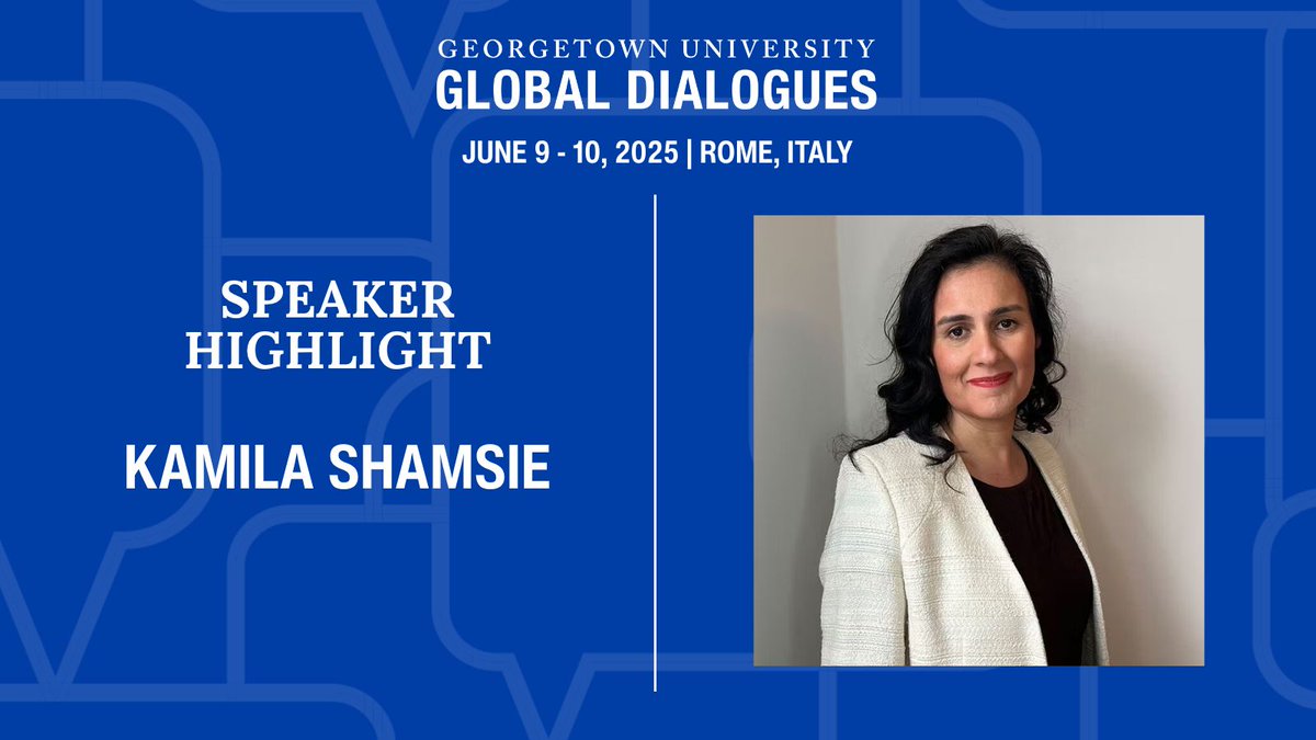 Georgetown Global Dialogues (@ggdialogues) on Twitter photo On Monday and Tuesday of next week, <a href="/kamilashamsie/">Kamila Shamsie</a> joins the GGD in Rome for two conversations: "Cultural and Religious Pluralism as a Literary Frame" and "Emotions in Literature and Politics."
RSVP for the livestream: buff.ly/X4thpeo On Monday and Tuesday of next week, <a href="/kamilashamsie/">Kamila Shamsie</a> joins the GGD in Rome for two conversations: "Cultural and Religious Pluralism as a Literary Frame" and "Emotions in Literature and Politics."
RSVP for the livestream: buff.ly/X4thpeo