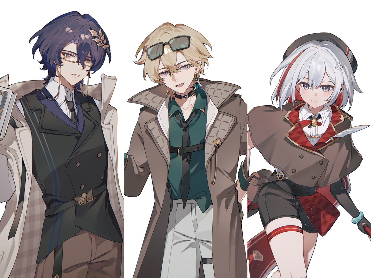 MinamiYORI_'s tweet image. #HonkaiStarRail
#Aventurine
#Topaz 
#DrRatio 
绿白上的点图