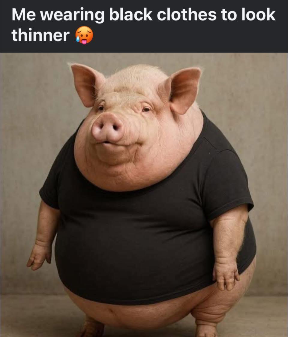 Me wearing black clothes to look
Thinner ................