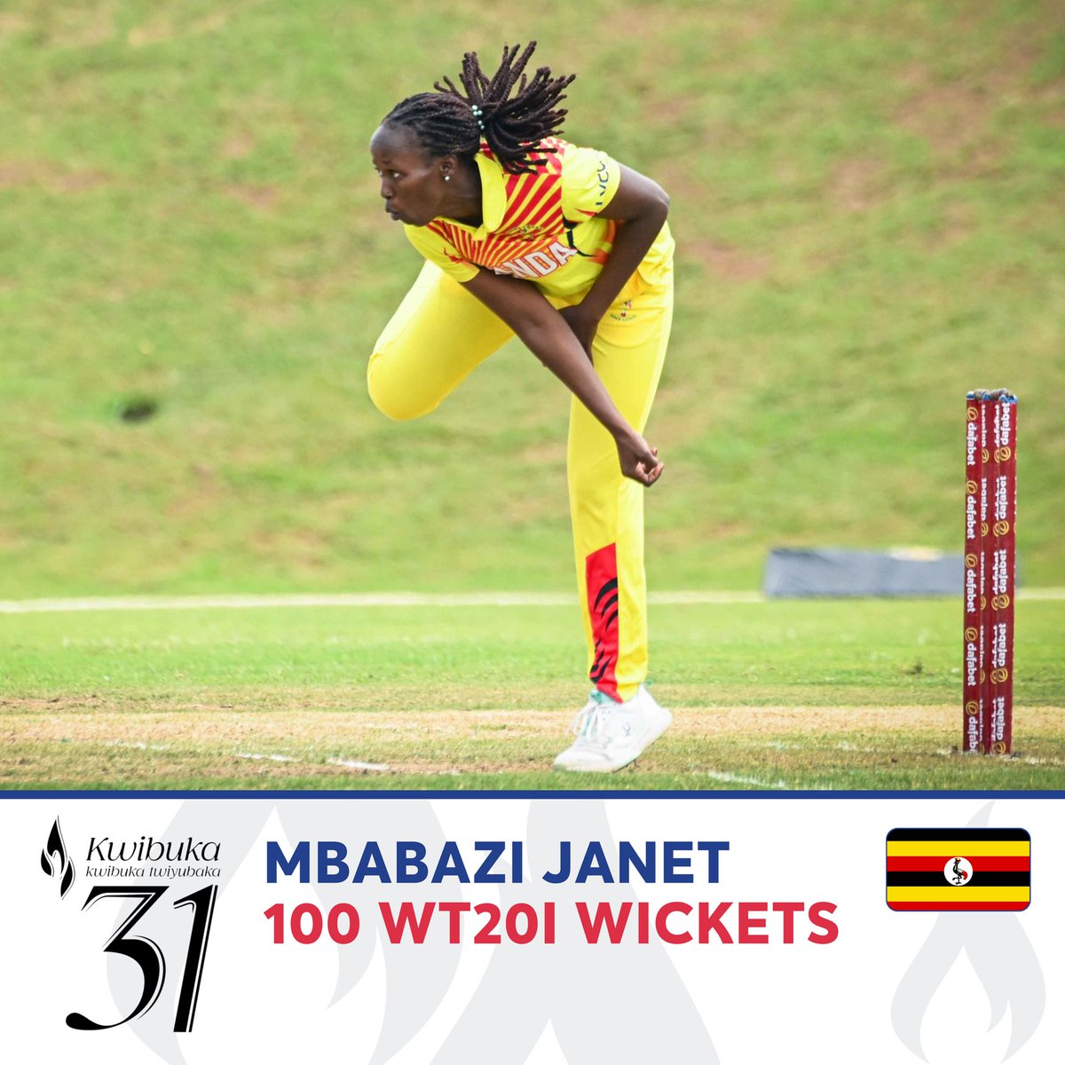 Victoria Pearls captain Janet Mbabazi joins the 100 WT20I wickets club after today’s win against Brazil.

#LycaConnectsCricket