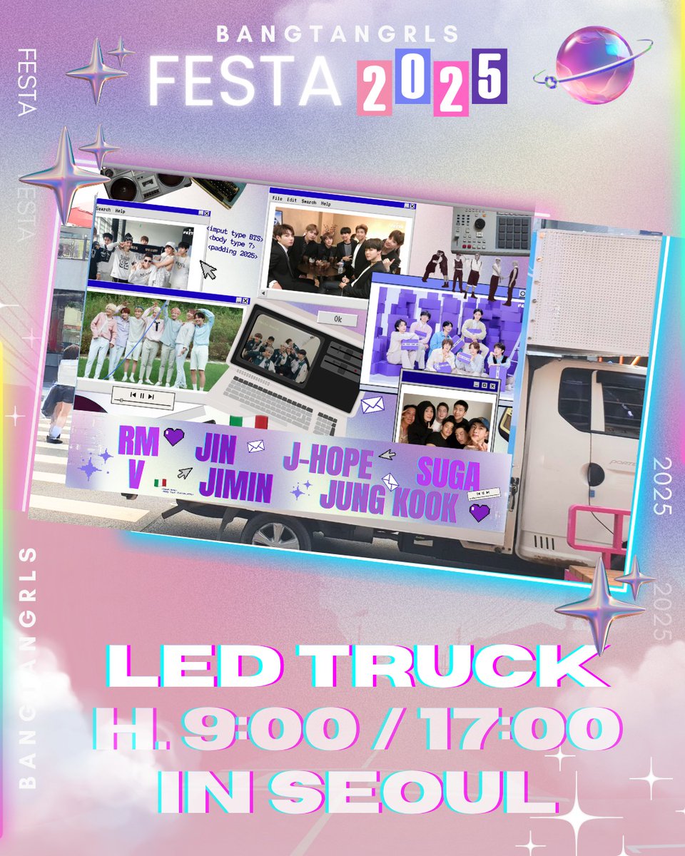 Bangtangrls_'s tweet photo. ITALIAN ARMY X BTS FESTA 
📍Led truck :
HYBE Corporation
42 Hangang-daero, Yongsan-gu, Seoul, South Korea

🕒 durata 8 ore

#2025BTSFESTA
#BTSFESTA2025 #ARMYItaly #BangtanItalianSupport #BTS #BTSARMY #BTSEvent #ItalianARMYinKorea #FestaCelebration #Borahae https://t.co/dvnC6LRWRg