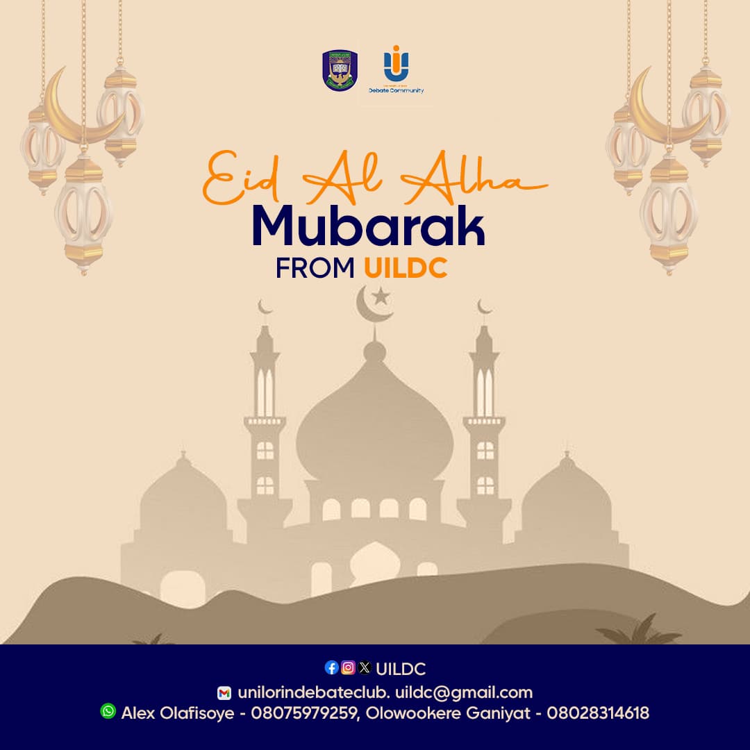 UIldc_'s tweet photo. 🌙 Eid Al Adha Mubarak!
Wishing you peace, joy, and blessings on this sacred occasion.
With love from all of us at UILDC.
#EidMubarak #EidAlAdha #UILDC #Unilorin https://t.co/bfvzO3kmlE
