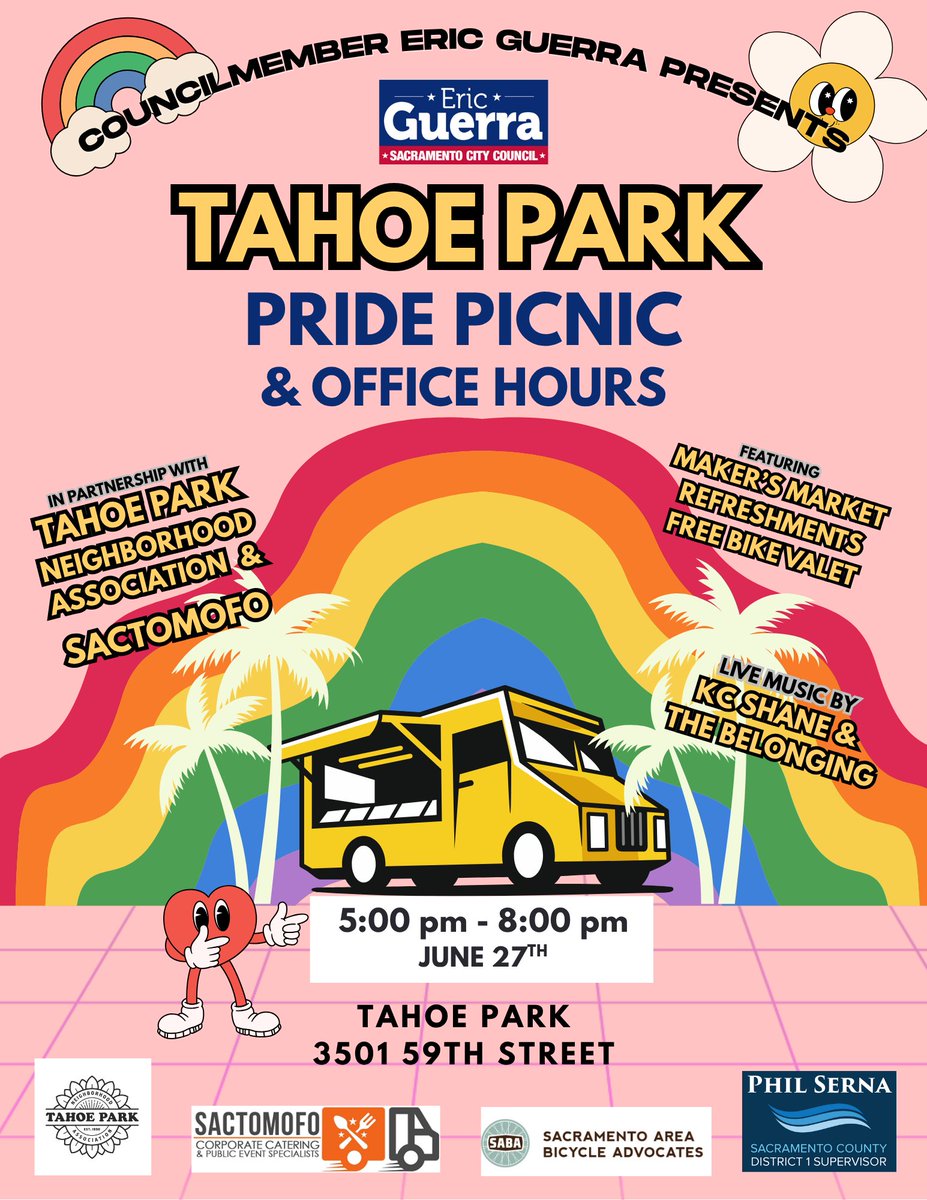 🌈 Join us at Tahoe Park for our Pride Picnic on June 27th from 5–8 PM!

Come celebrate with us and the community with live music, good food, and a Maker's Market. See you there!