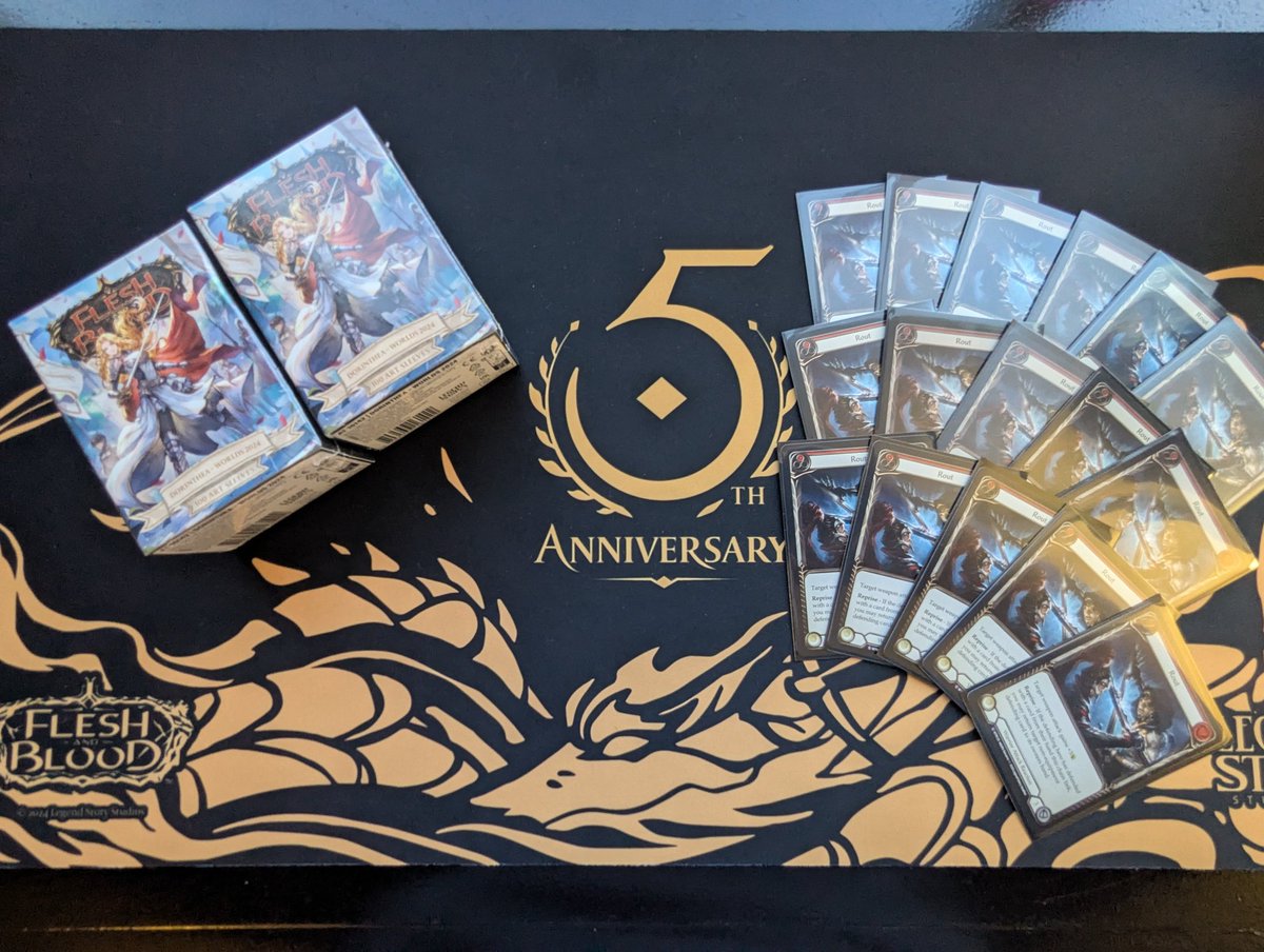 New giveaway since no one got the previous one correct (The 5th Anniversary playmat) : How many copies of escalate bloodshed will I get by trading rout this weekend?

The two people who are closest will win the Anime Dori sleeves. Winners announced on my next stream.