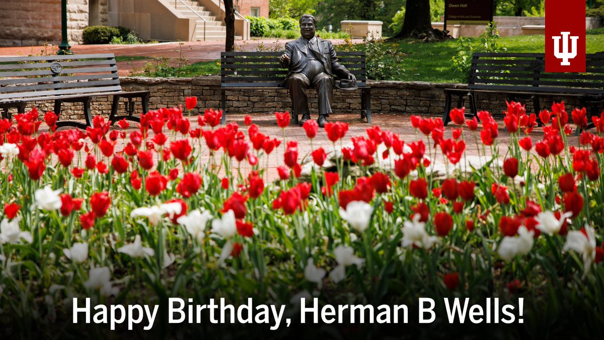 Today we celebrate the visionary leader who helped shape IU into the world-class institution it is today! 🏫 

From championing academic freedom to fostering a welcoming, inclusive campus, Herman B Wells’ legacy lives on in every corner of IU. 🌟