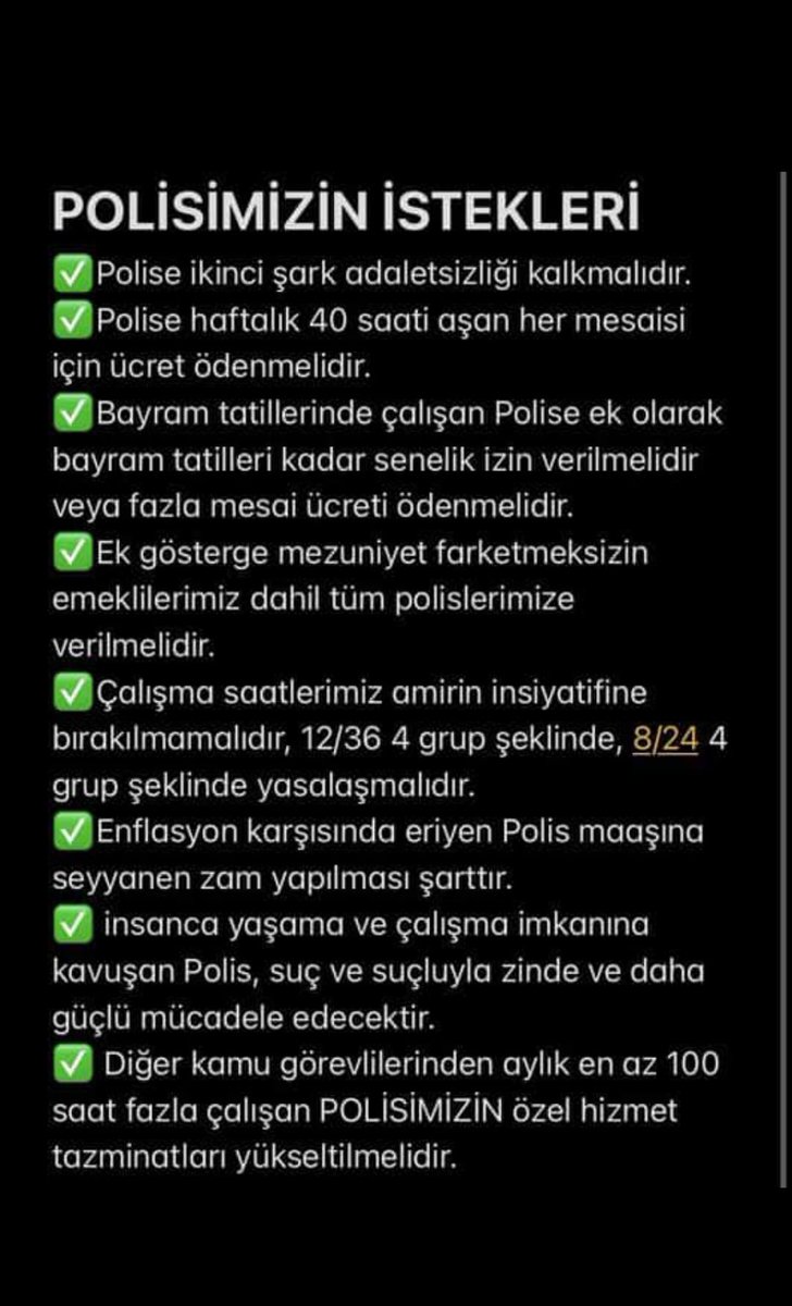 Polis hakkı olan istiyor. Ekstra bir talebi yok.
#EmniyetTabanMaaşaZam