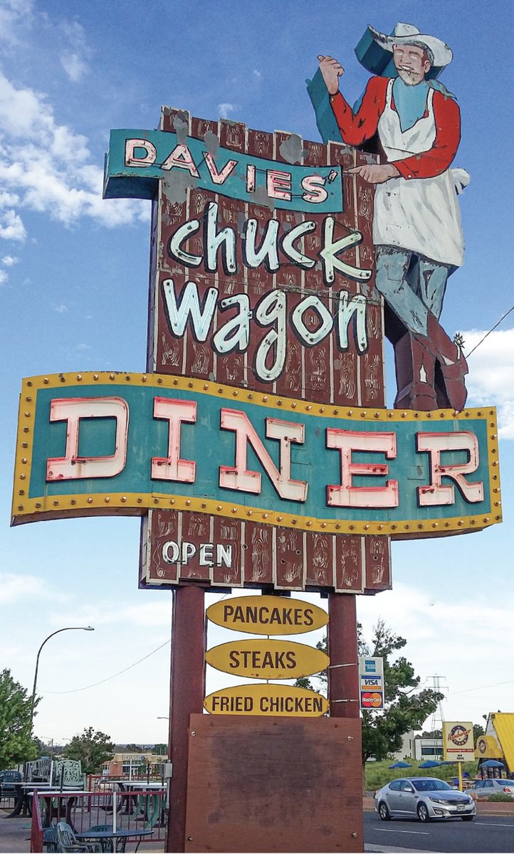 Diner Days
Since 1957, some of the best grub in Lakewood, Colorado, has been served up, Western-style, at the Davies’ Chuck Wagon Diner. Look for the sign fronted by the colossal cowboy cook—and a purty fiberglass Palomino on its roof. 👇

#DaviesChuckWagonDiner
Photo: Nate Dawg