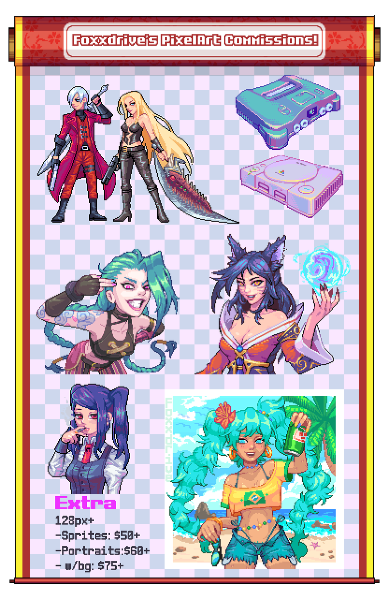 FoxxDrive's tweet image. Pixel art c0mms!  I&apos;m opening up new slots!  Please, follow the guide on the last picture if you&apos;re interested and DM me!