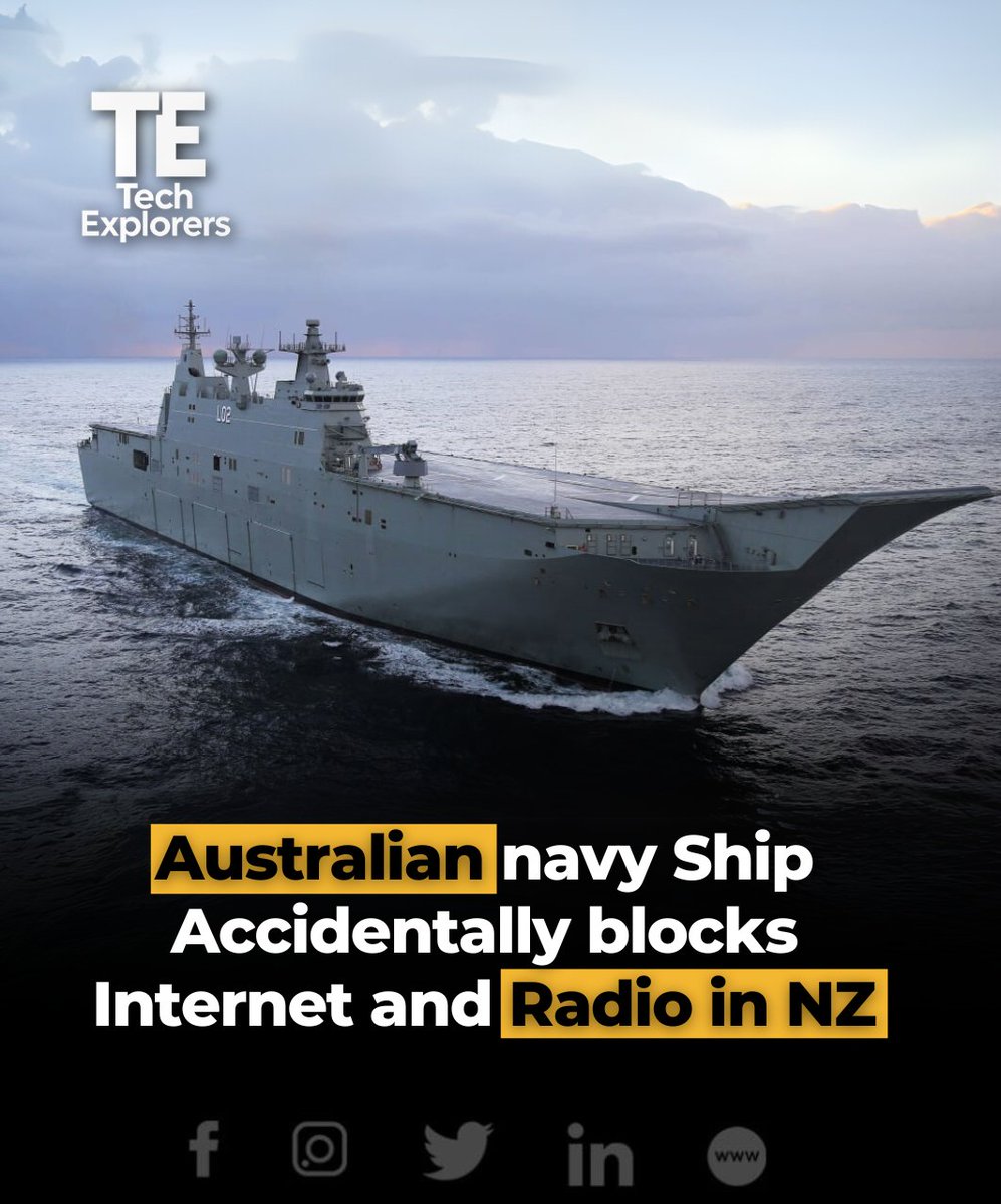 themestimes's tweet photo. During a goodwill visit to New Zealand this week, the Royal Australian Navy’s largest warship, HMAS Canberra, unintentionally knocked out wireless internet and radio services across parts of the country.
#DigitalInfrastructure #WirelessInterference #HMASCanberra #TechAndDefence https://t.co/X3oapmUr2K