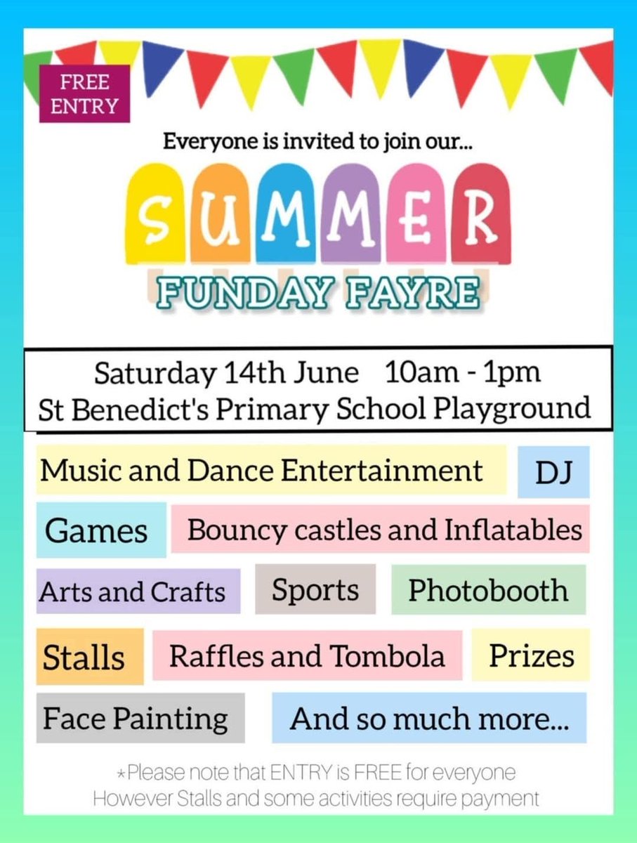 One week today til our Parent's Council Fundraising Funday. 
Please come along and enjoy the fun. 💛🖤
