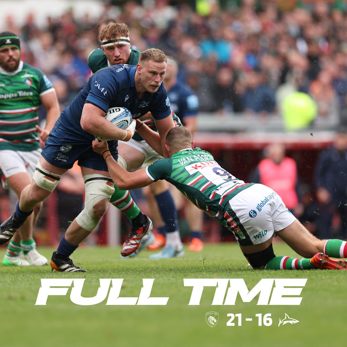 𝗙𝗨𝗟𝗟 𝗧𝗜𝗠𝗘 | 🐯21-16 🦈

Our Premiership journey comes to an end. A tough battle on the field ends with Leicester Tigers just doing enough at the end to hold on.