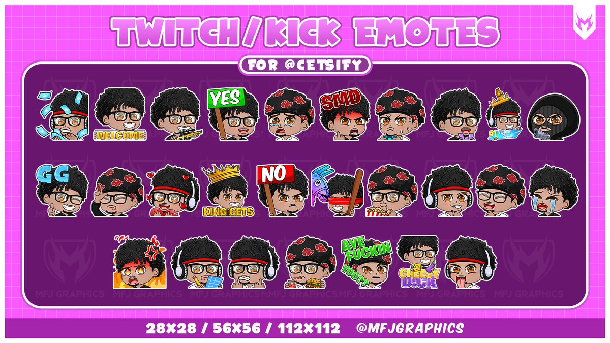 MFJGraphics's tweet image. Mega Twicth, Kick and Tiktok Emote Pack Done Recently

✦ @Cetsify