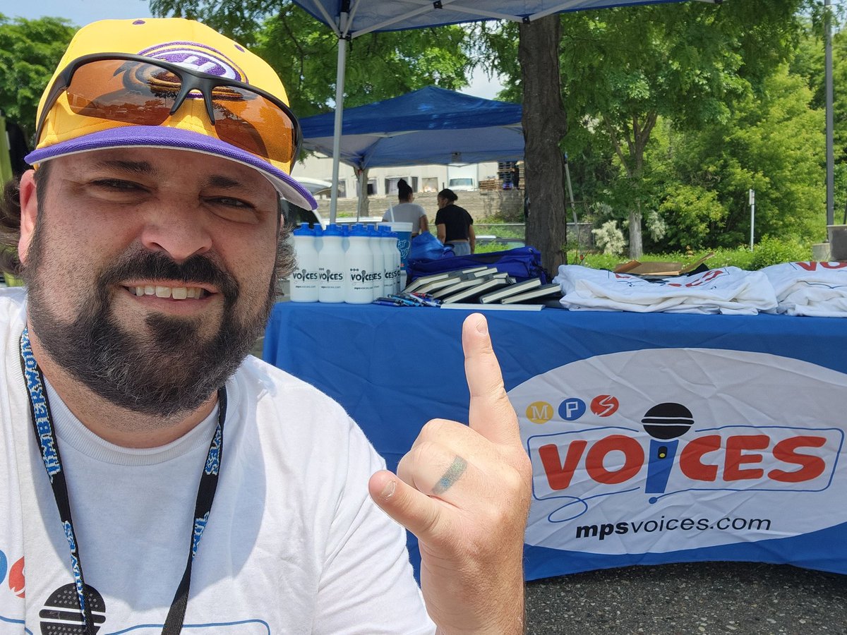 Manny and I are here representing <a href="/MPS_Voices/">MPS Voices</a> at PURPLE DAY in Minneapolis!!! Come say hi, and celebrate PRINCE!!!!