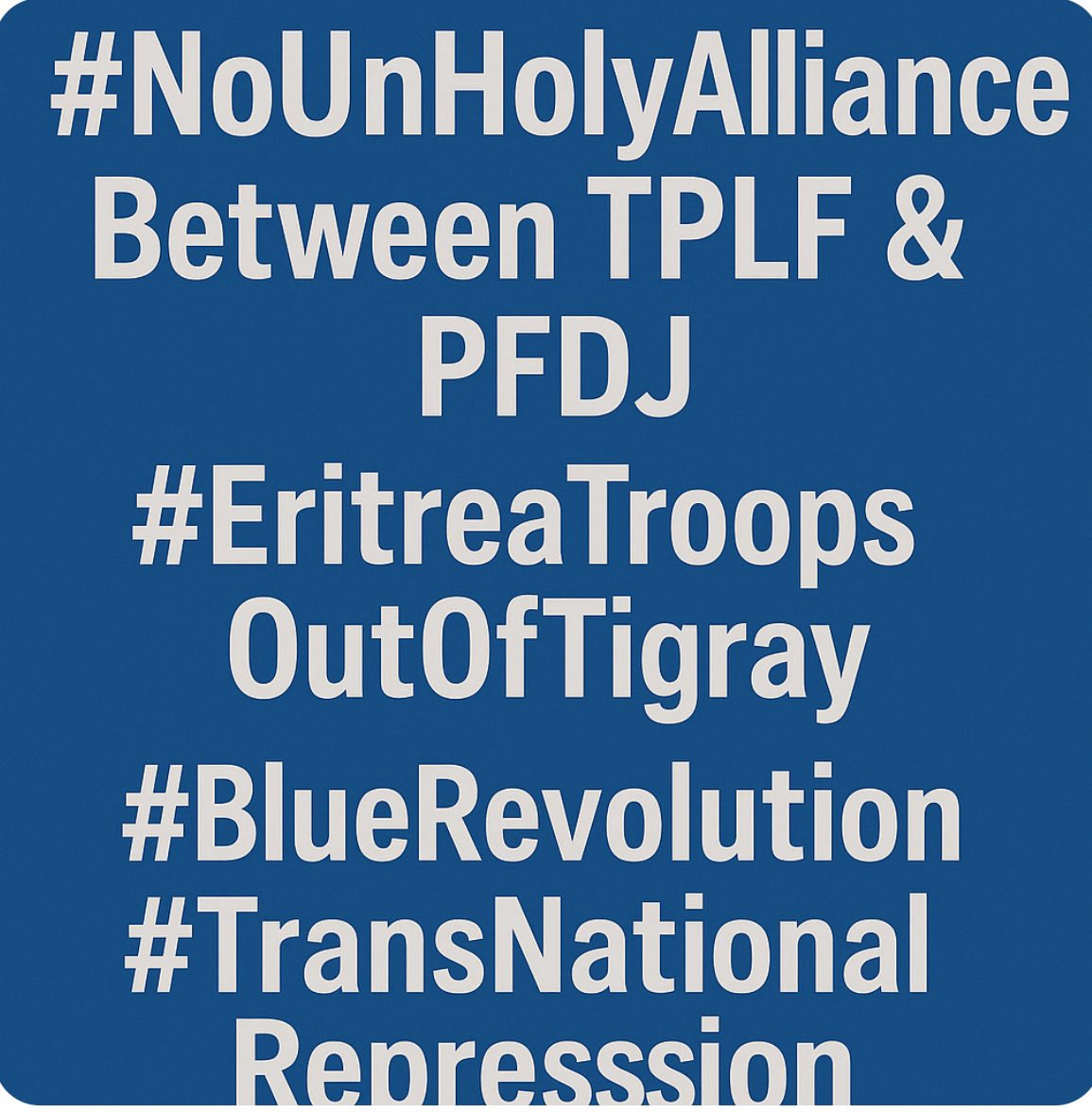Danitey71250351's tweet photo. The new alliance between #TPLF and #PFDJ is not reconciliation,it's betrayal. After all the blood spilled, the trauma caused, how can two criminal regimes unite and call it peace?
Our pain is not a political strategy. It is a wound that needs truth to heal.
#BlueRevolution https://t.co/sqDQd0DCmG