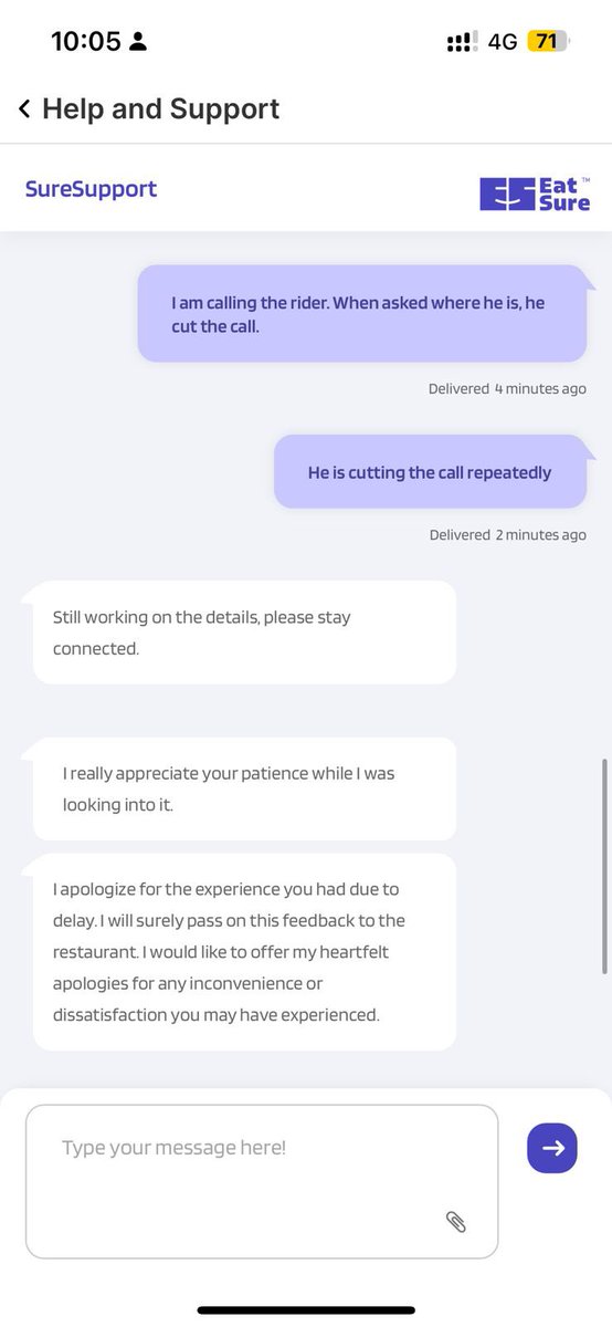 ComMed_Resident's tweet image. @eatsurenow What kind of service are you running?! Delivery guy doesn’t show up for 45 mins, then the app suddenly says “delivered.” He’s nowhere near us and not even reachable.

Great service 👏 Never using your platform again. #CustomerFail #DeliveryDisaster 

@jagograhakjago