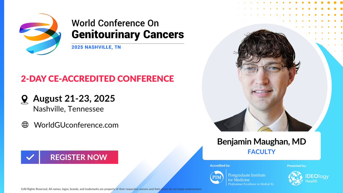 World GU Conference (@guconference) on Twitter photo Excited to announce Dr. <a href="/maughanonc/">Benjamin L Maughan</a> as a featured faculty member at #WorldGU25! His expertise in kidney cancer ensures attendees will gain valuable insights from this #CE-accredited conference. Aug 21–23 | Nashville, TN. Don't miss it. Secure your spot now: Excited to announce Dr. <a href="/maughanonc/">Benjamin L Maughan</a> as a featured faculty member at #WorldGU25! His expertise in kidney cancer ensures attendees will gain valuable insights from this #CE-accredited conference. Aug 21–23 | Nashville, TN. Don't miss it. Secure your spot now: