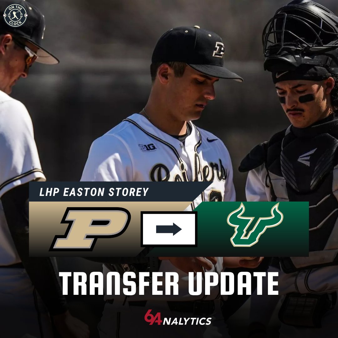 On The Clock | College Baseball and MLB Draft (@ontheclock_1) on Twitter photo BREAKING: Another solid get for the USF Bulls. Per <a href="/64Analytics/">64Analytics</a>, Purdue LHP Easton Storey has committed to South Florida. Storey struckout 53 batters in 42.1 innings for the Boilermakers. 89-93, T95 MPH with the fastball paired with a solid CB and CH. BREAKING: Another solid get for the USF Bulls. Per <a href="/64Analytics/">64Analytics</a>, Purdue LHP Easton Storey has committed to South Florida. Storey struckout 53 batters in 42.1 innings for the Boilermakers. 89-93, T95 MPH with the fastball paired with a solid CB and CH.