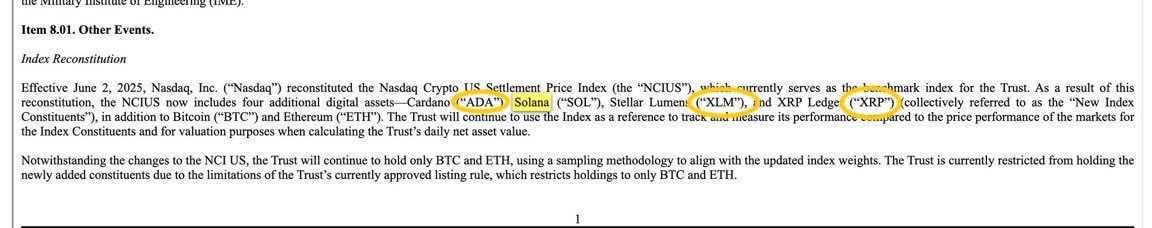 🚨 🚨 BREAKING NEWS:

The US SEC has approved the Nasdaq Crypto Settlement Index, which includes XRP, XLM, ADA, and SOL. 📃 🪙 🇺🇸 

This approval paves the way for development of future ETFS.

#XRP #RLUSD #XRPETF 💎 💎 💎 💎 💎 💎 💎 💎 💎 💎