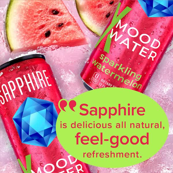 Beat the summer heat with Sapphire Sparkling Mood Water in refreshing Watermelon flavor.

Perfect for beach days, hikes, or backyard gatherings.