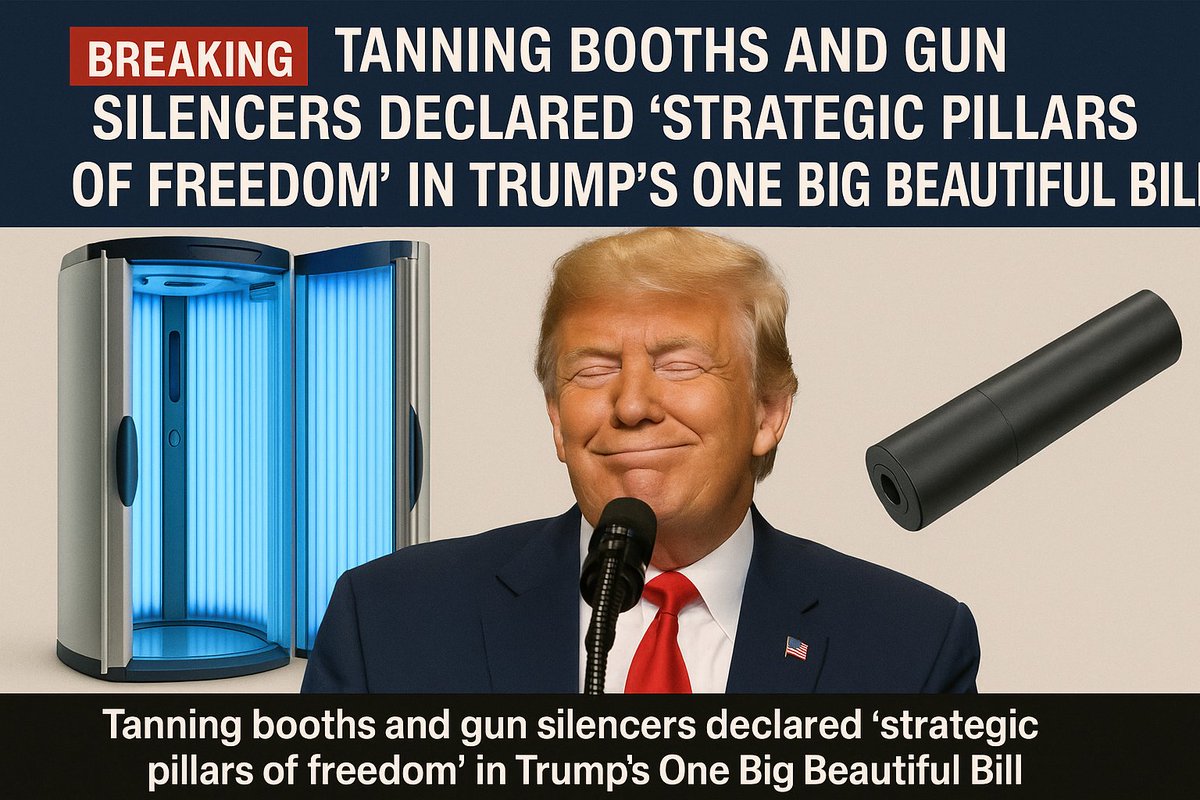 ⚠️WARNING BREAKING FAKE NEWS⚠️ 
"The American people love sunshine and freedom," Trump announced at a Mar-a-Lago press conference, his skin glowing with the righteous hue of radioactive butterscotch. <a href="/realDonaldTrump/">Donald J. Trump</a> #jokes #truthsocial