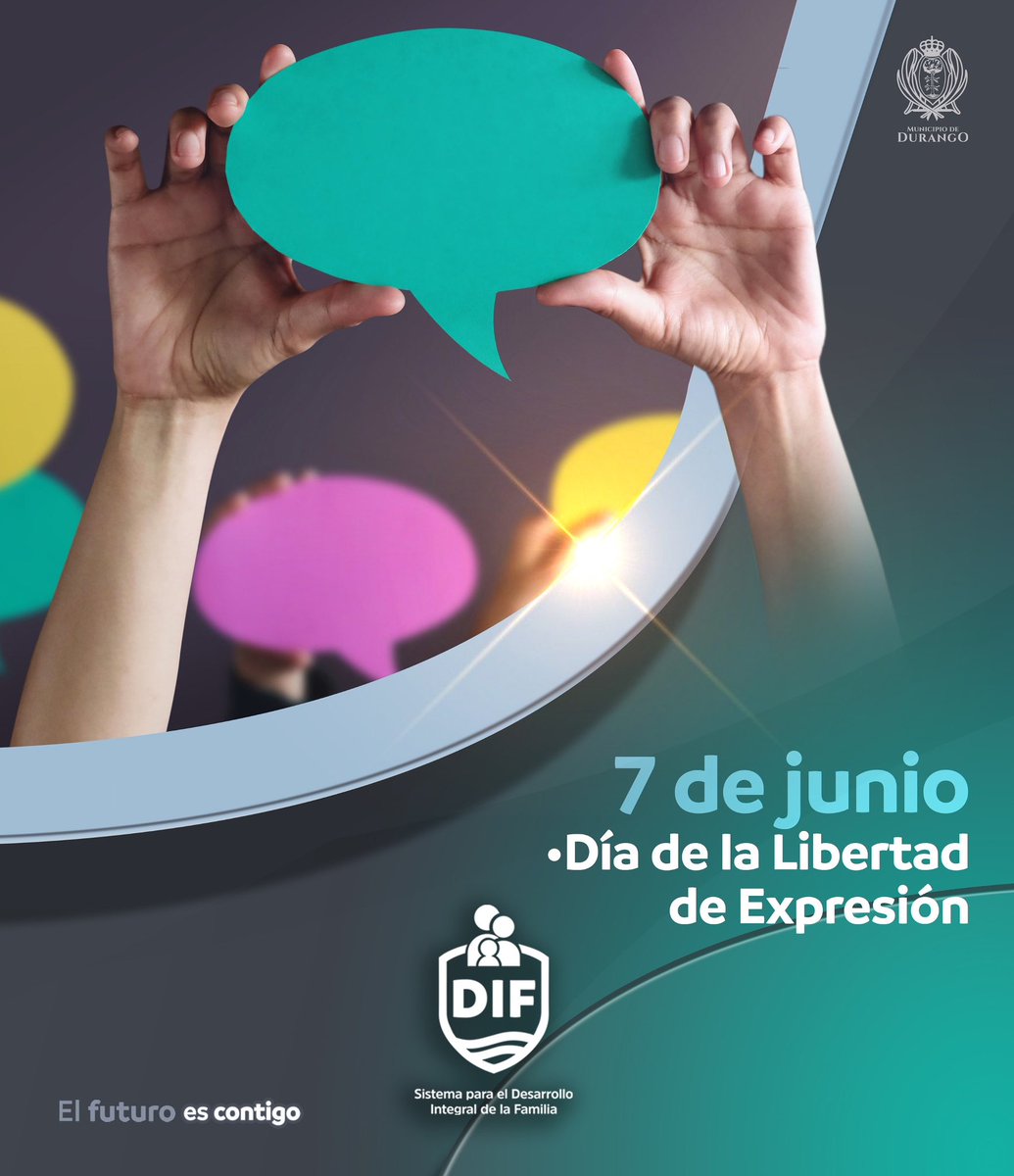 Hoy conmemoramos el Día de la Libertad de Expresión.
La expresión libre y responsable fortalece nuestra democracia.
#DIFMunicipalDurango #LibertadDeExpresión