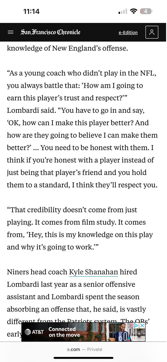 Loved this from 49ers QB Coach Mick Lombardi (my roommate 15 years ago on Arthur Avenue in the Bronx).