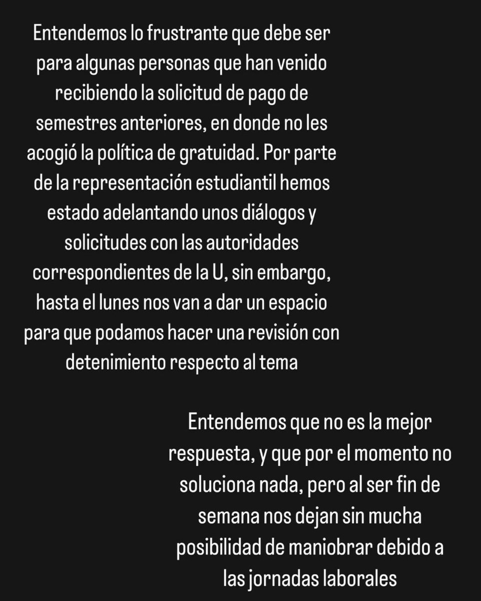 Respecto a la situación de las personas que les han llegado cobros de semestres anteriores, en donde no les acogió la política de gratuidad