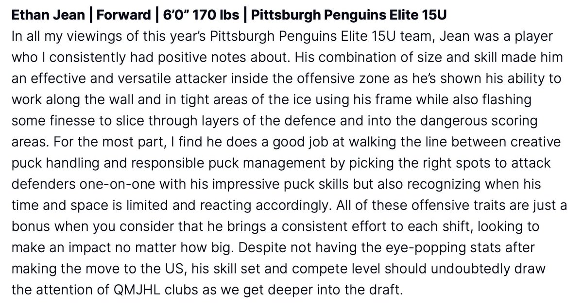 I recently wrote that I thought Jean’s toolkit would be intriguing for teams in the later rounds and now he goes to <a href="/ArmadaBLB/">ArmadaBLB</a> in the 8th round of the #QMJHL Draft.

Armada fans, take a look to see what you can expect from your new prospect👇